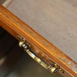 Antique double-sided desk C Hindley & Son in oak and leather