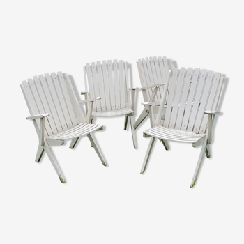 4 wooden folding armchairs