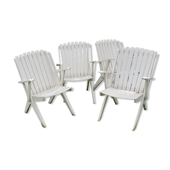 4 wooden folding armchairs