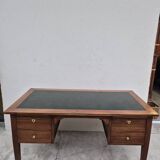 Louis XVI style minister's desk in solid walnut, 4 drawers, old manufacture