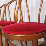 Set of 6 Vintage Bentwood Dining Chairs Set: 1970s , Red Uphols