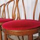 Ensemble de 6 chaises de salle à manger vintage en bois courbé :  des années 1970, revêtement rouge