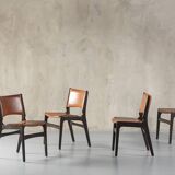 Suite de 4 chaises modèle 89 en teck et cuir par Erik Buch pour Pol Dinesen, Danemark, 1960's