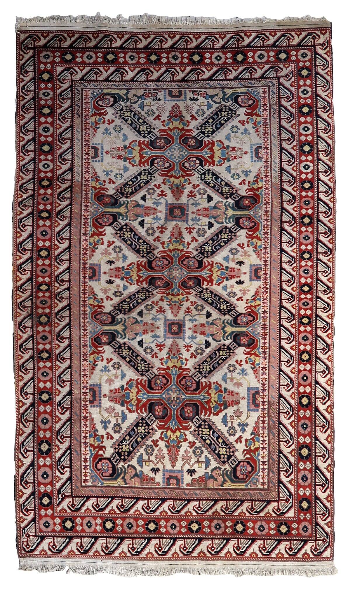 Handmade vintage Caucasian Zeyhur rug 130cm x 228cm 1950s