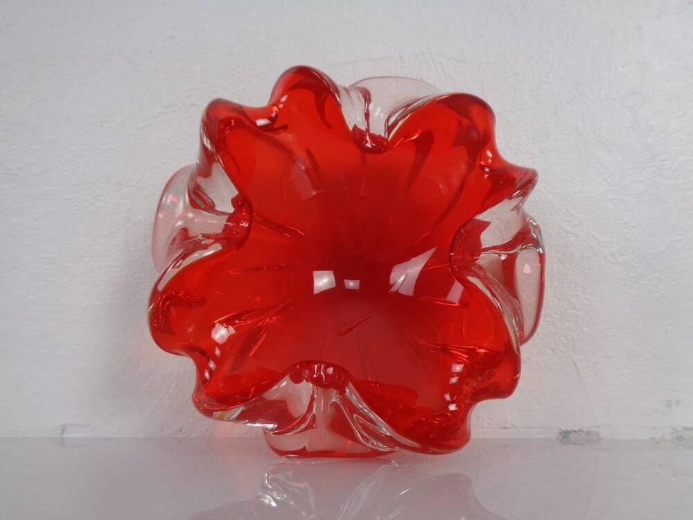 Vintage Italian Red Murano Glass Bowl, 1960s