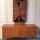 Scandinavian style sideboard with triptych mirror, 60s-70s