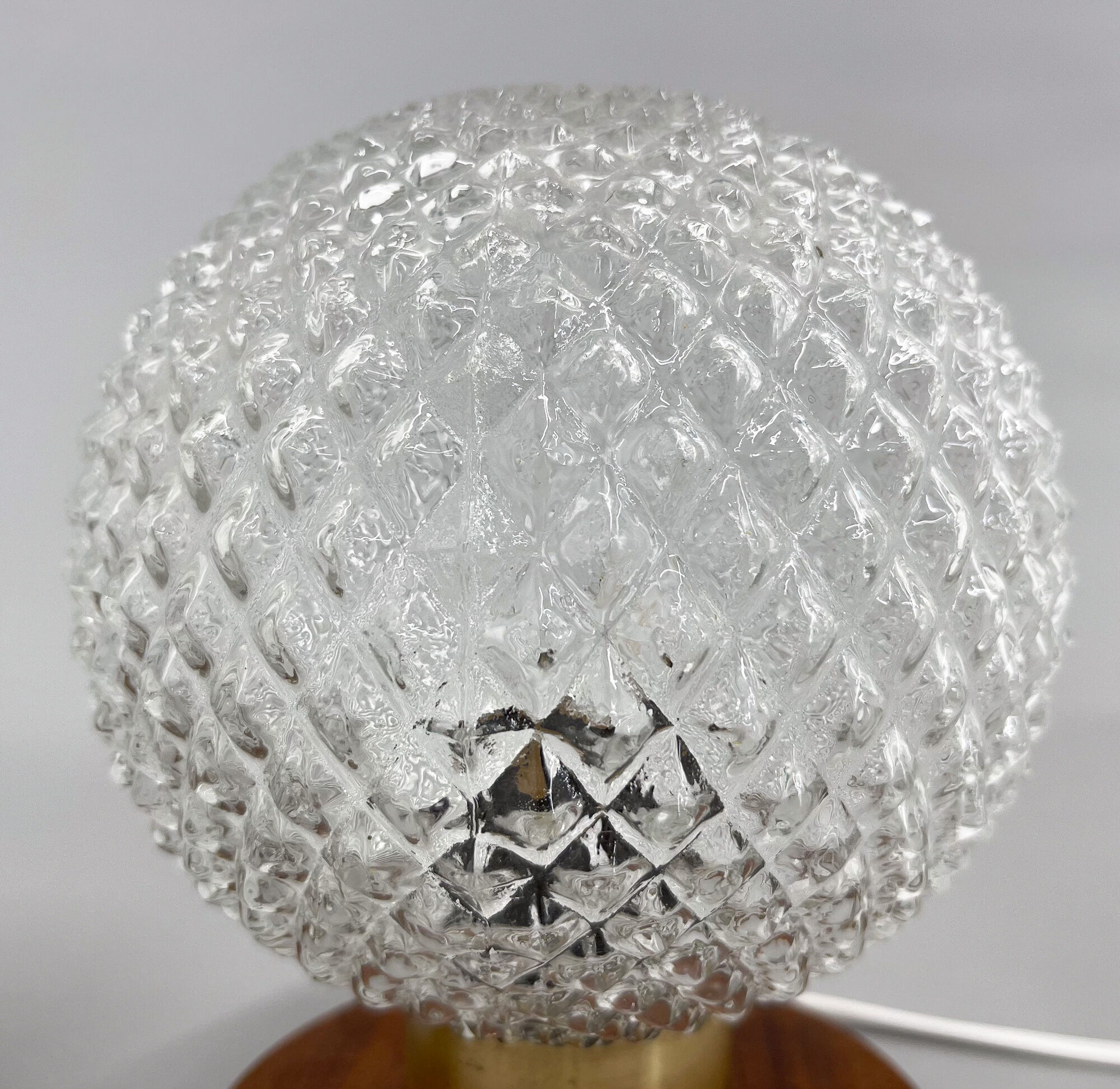Pair of Midcentury Wood & Glass Table Lamps, 1970s