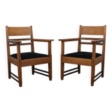 Refined pair of Art Deco armchairs in oak and Coromandel, attributed to L.O.V. Oosterbeek, 1930s