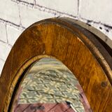 Oval beveled wooden mirror, 93x54 cm