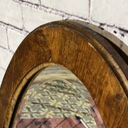Oval beveled wooden mirror, 93x54 cm
