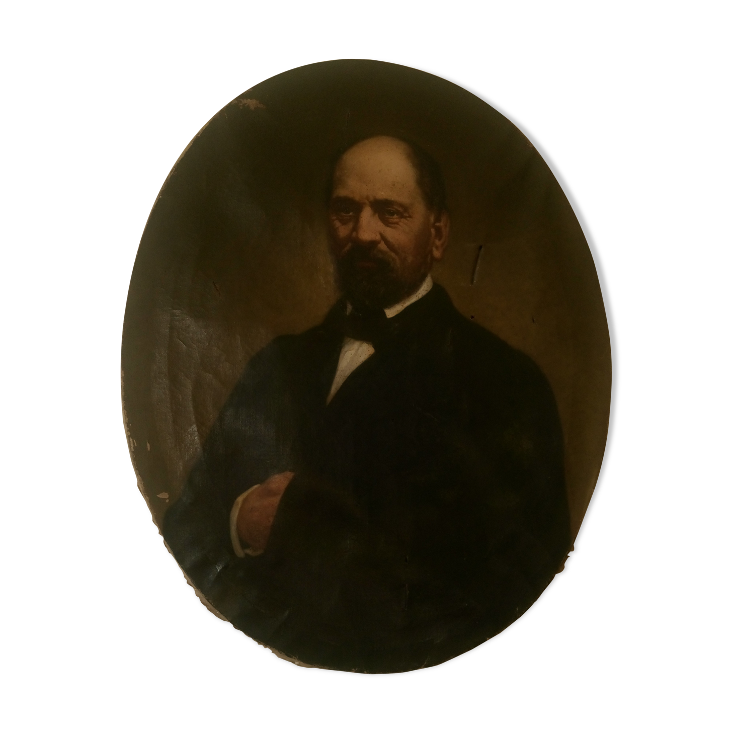 Portrait of oil man on canvas 19th