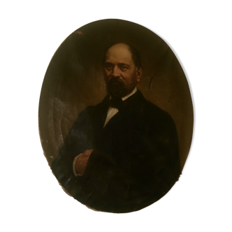 Portrait d'homme huile sur toile 19 ème