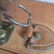Antique leather and brass trunk/suitcase, high-end luggage circa 1930