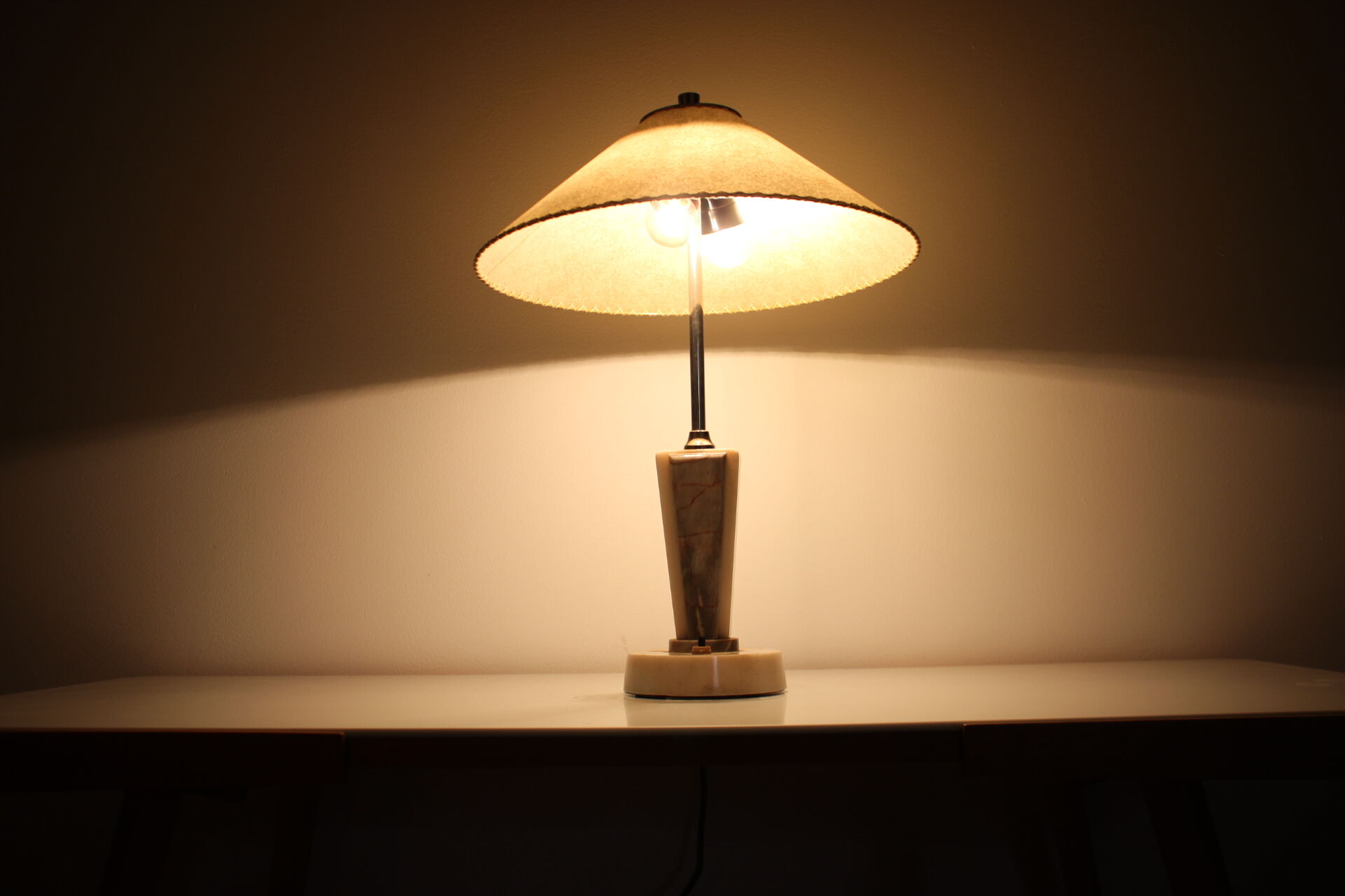 Retro Marble Table Lamp, Kámen Praha, 1950s