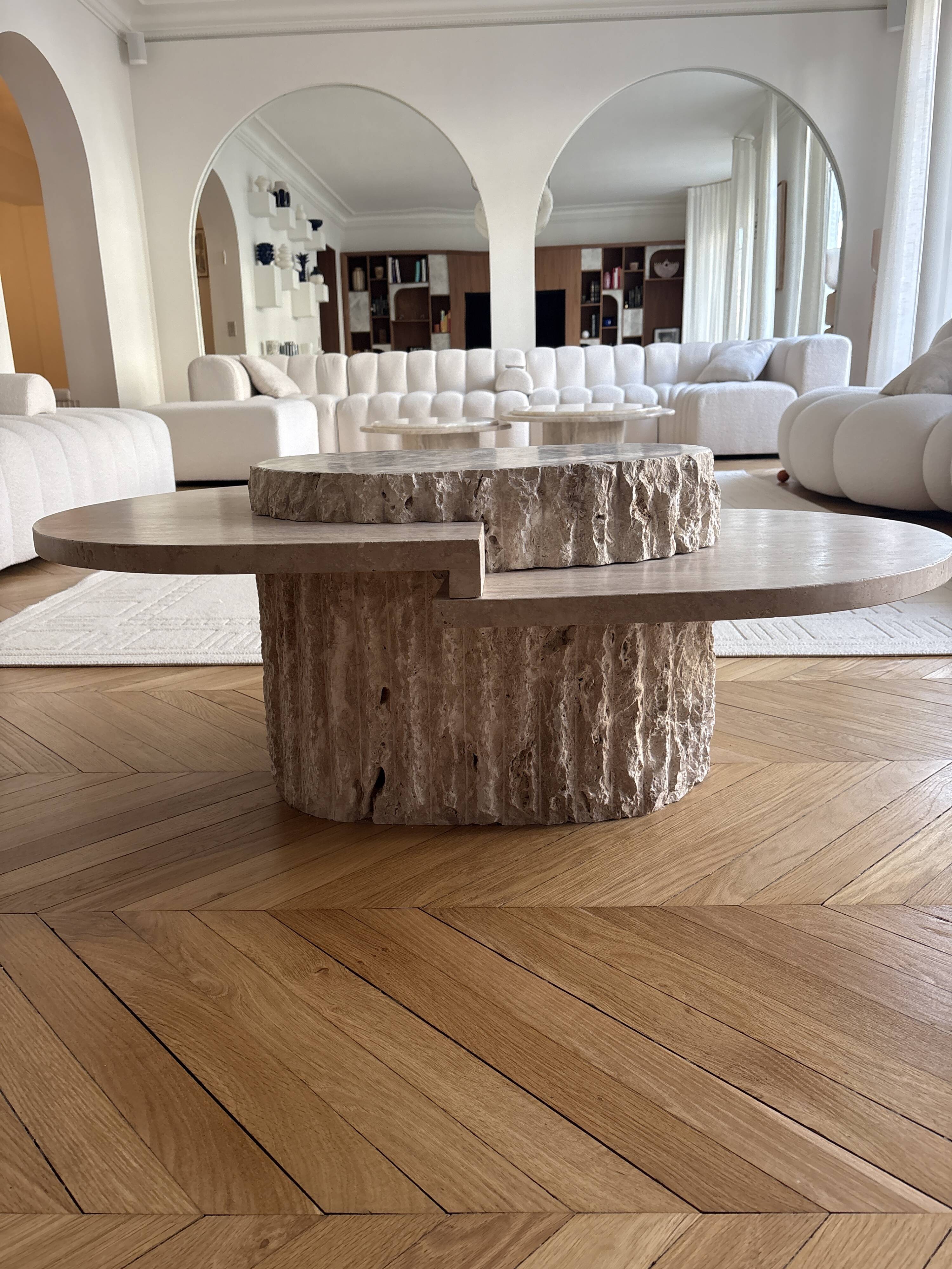 Travertine coffee table