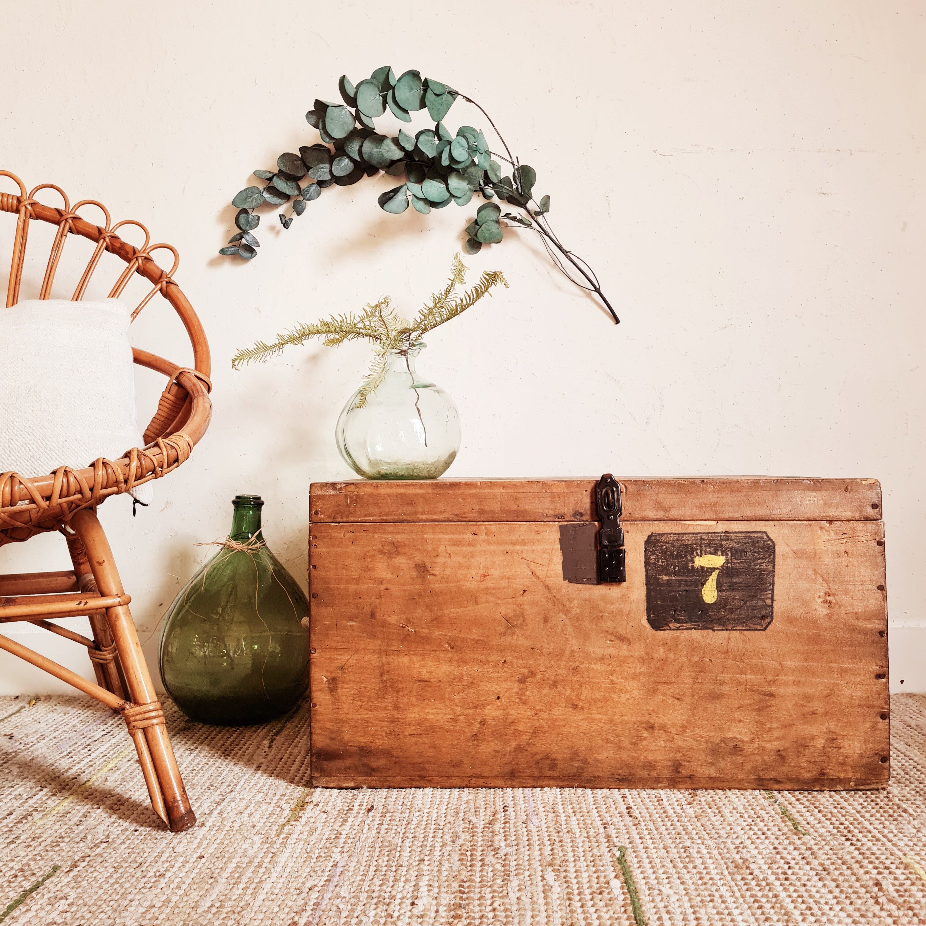 Compartmentalized old wooden chest
