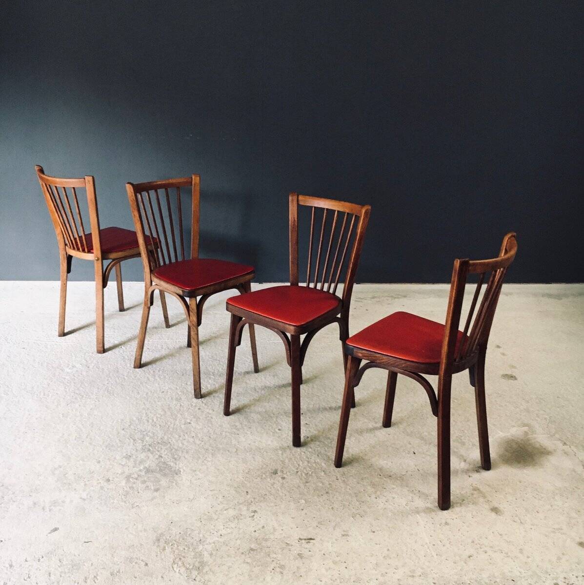 French Reconstruction Bistro Chairs from Baumann, 1950s, Set of 8