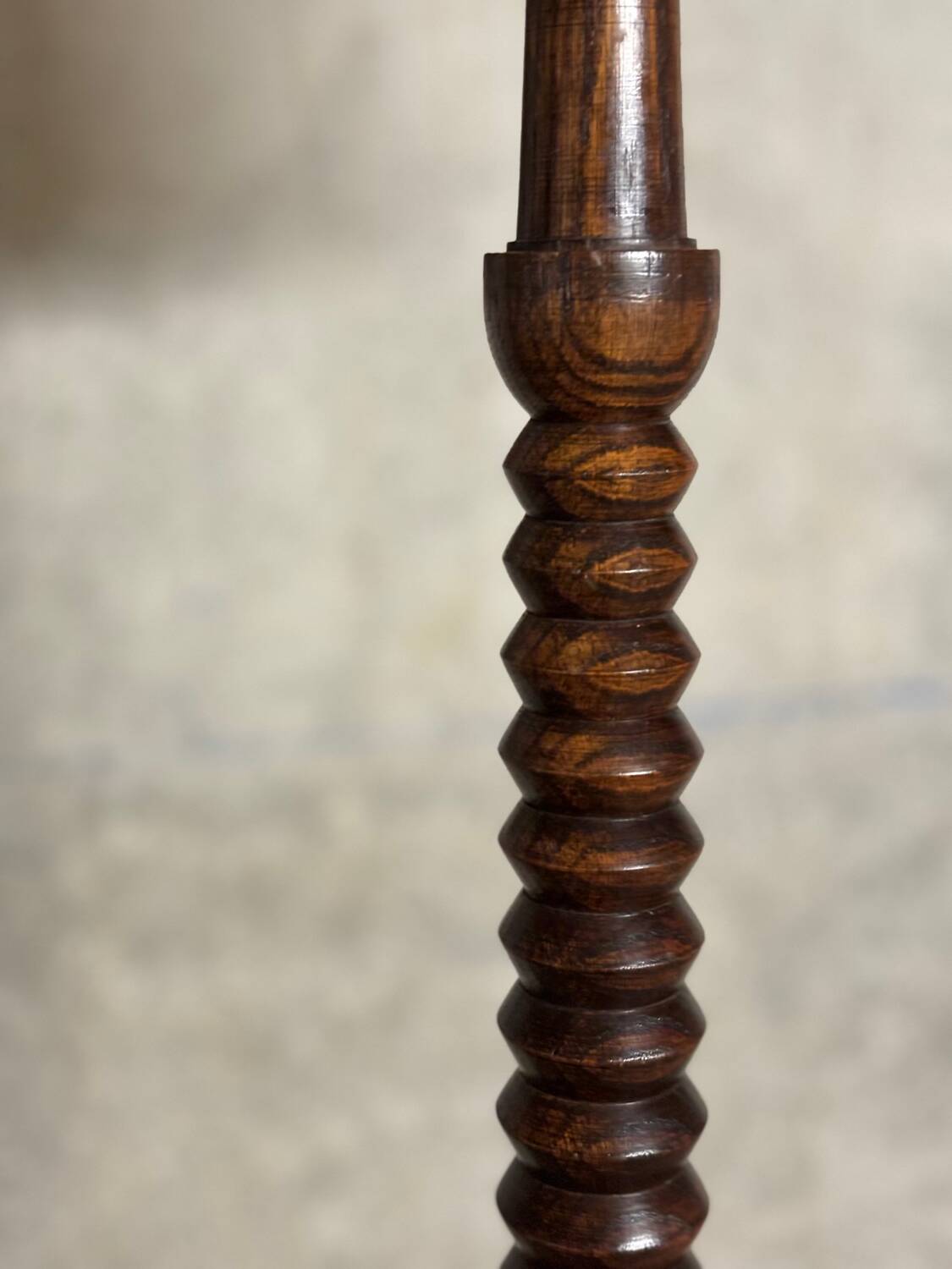 Charles Dudouyt style turned oak wood floor lamp 1940