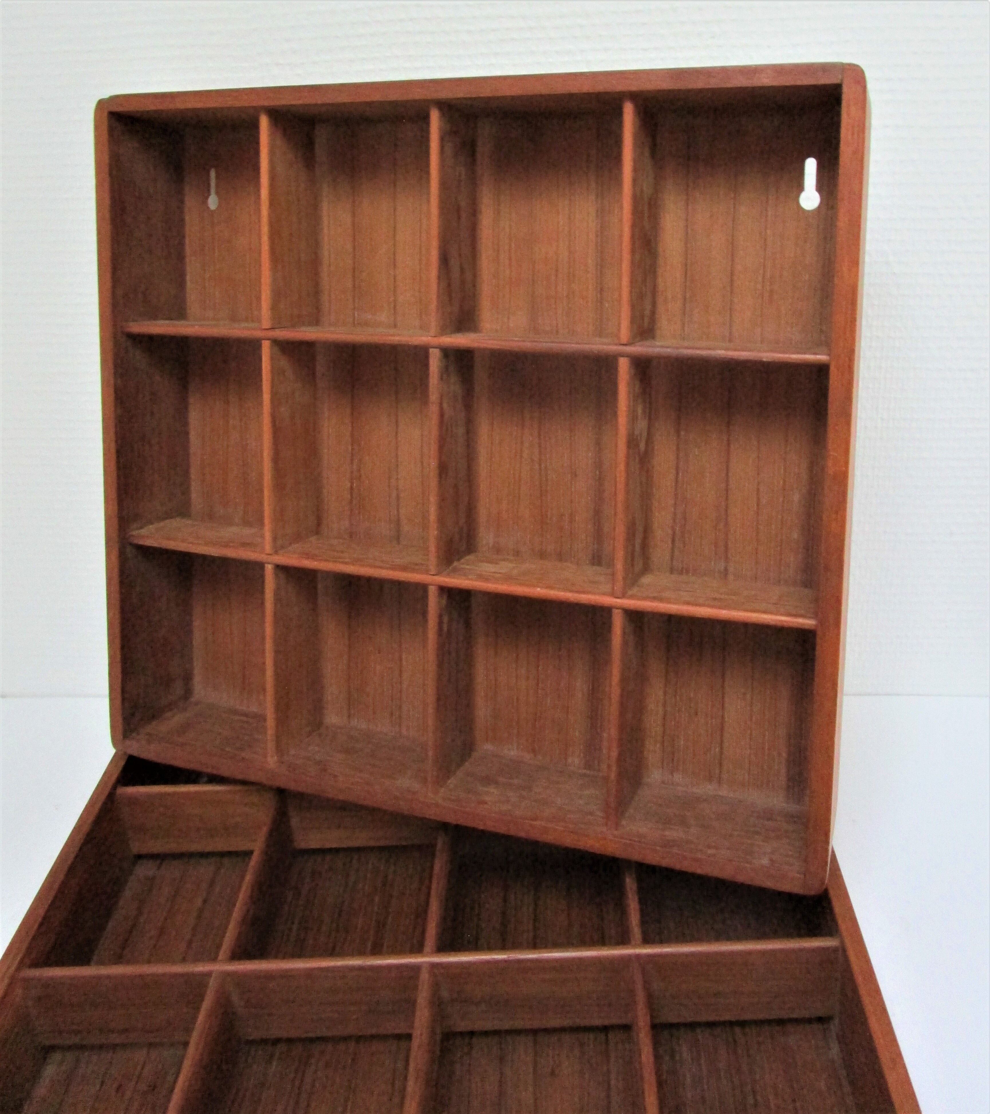 Two wall shelves with solid wood compartments design 80s
