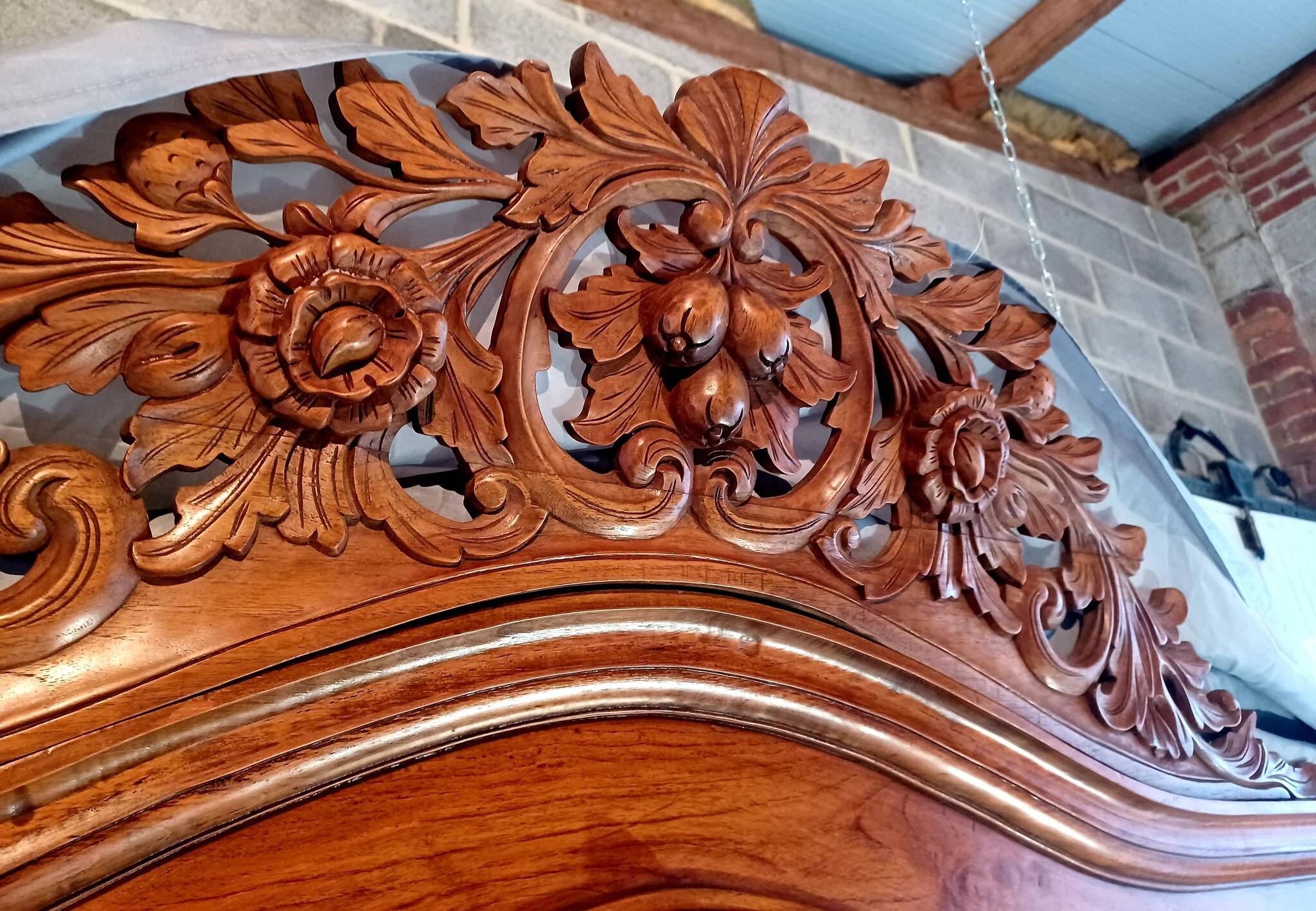 Large glass and carved cabinet