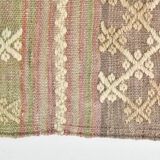 6x8 Light Green Brown Turkish Kilim Rug, 173x260Cm