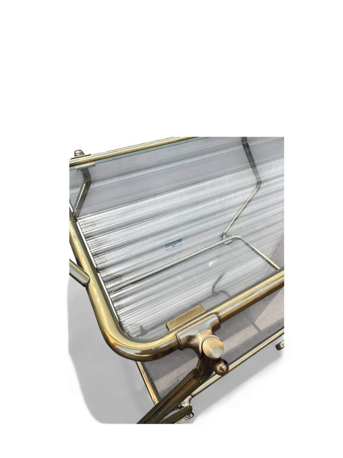 Italian mid-century 1960s brass rolling bar cart