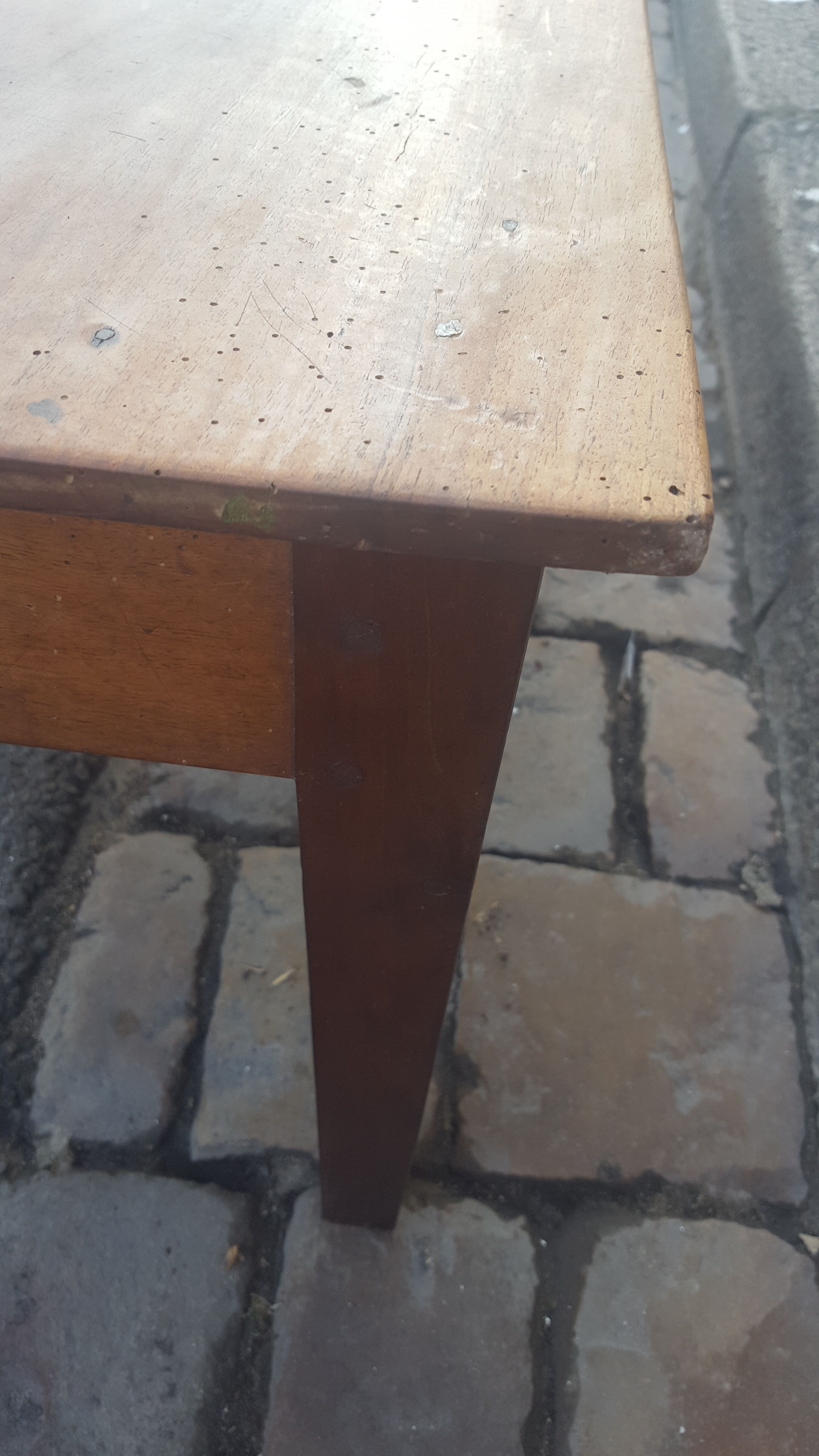 Farm table coffee table with drawers