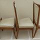 6 Vintage chairs in white beige imitation leather and solid wood with brass legs