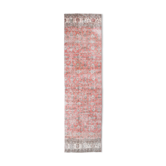 Pale red vintage rug, 304x81cm