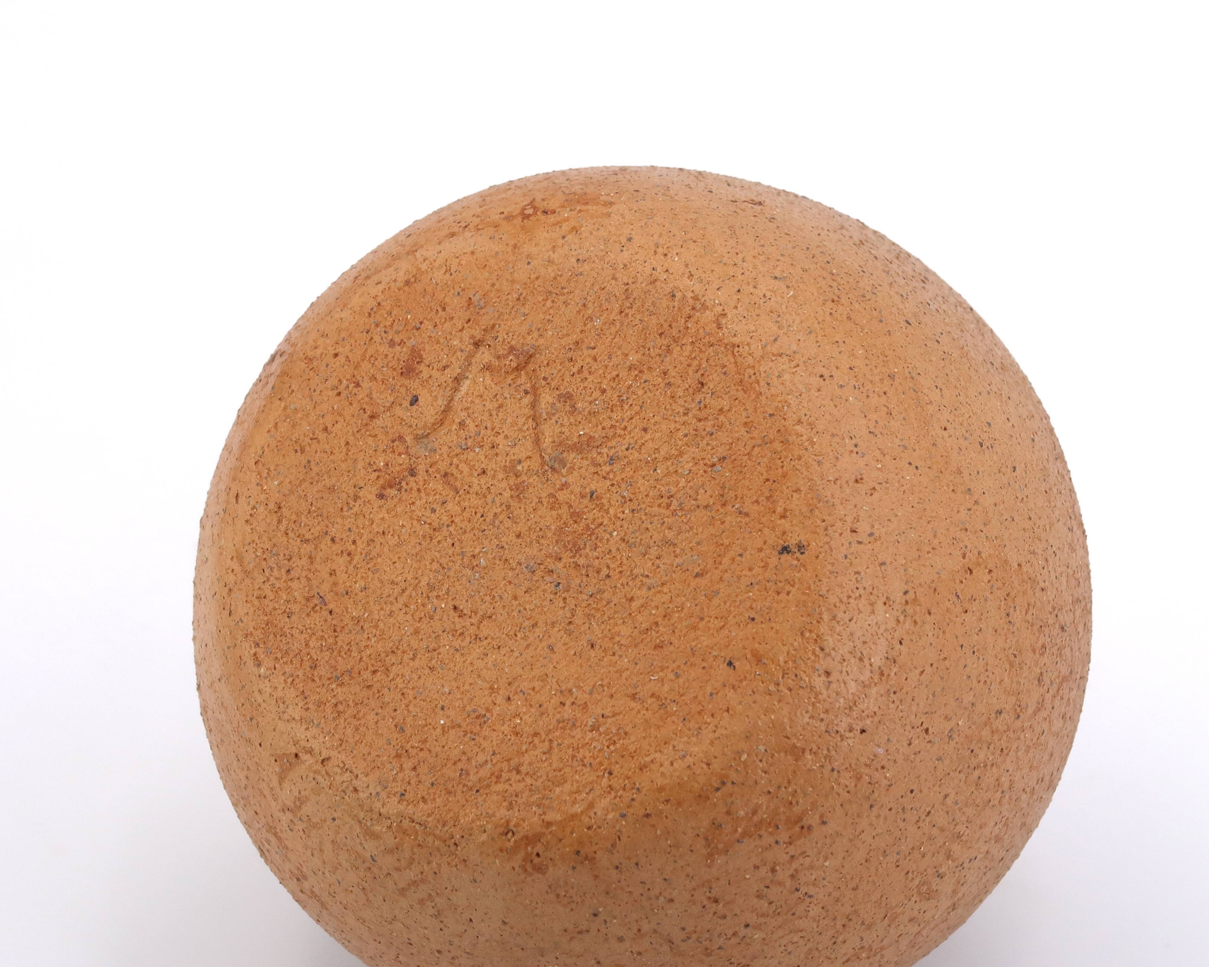 Signed chamotte sandstone ball vase, 1970s