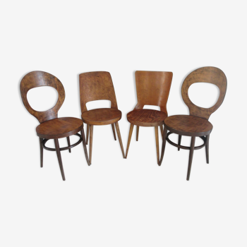 Set of 4 bistro Baumann chairs 1970