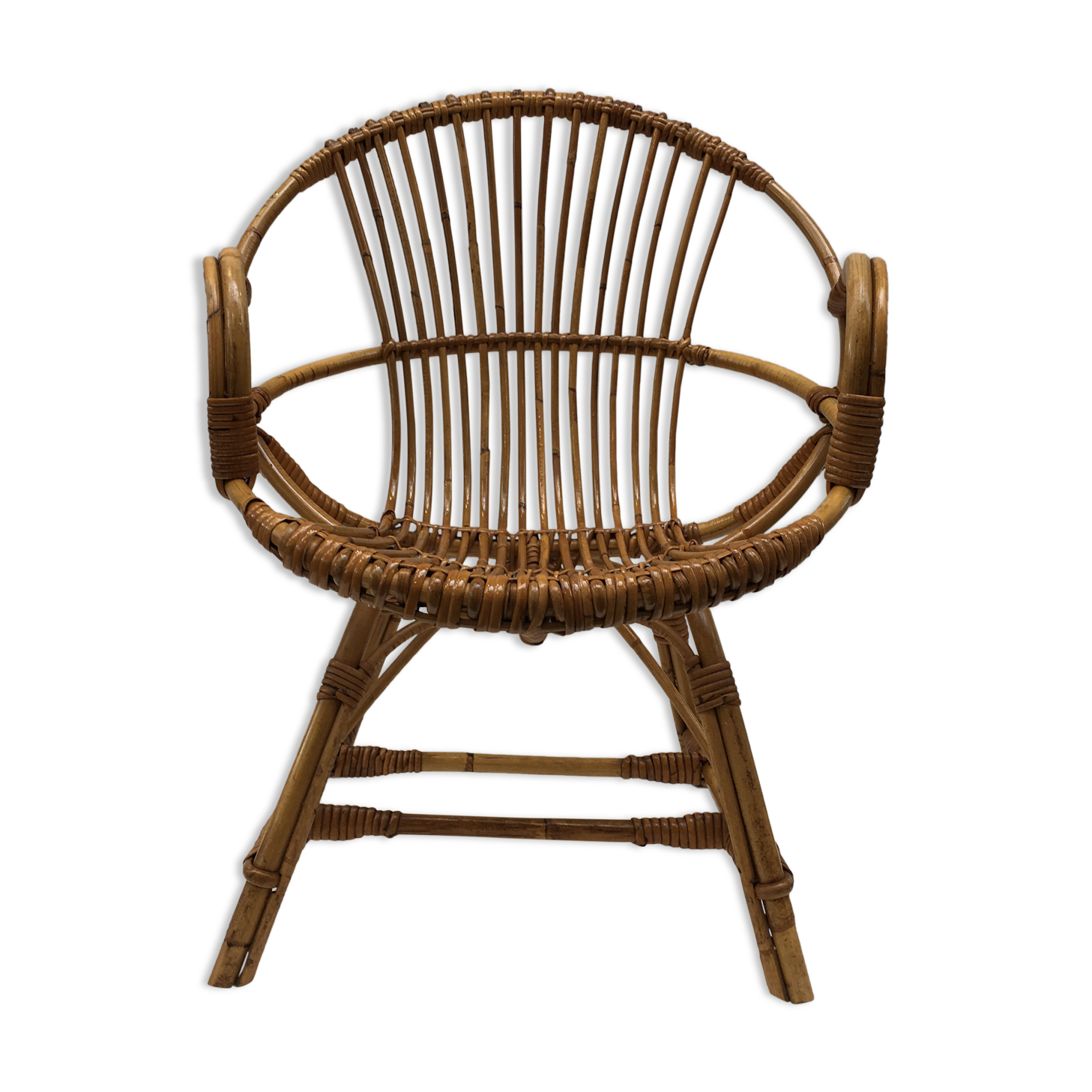 Rattan shell armchair