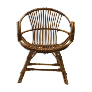 Fauteuil coquille en rotin