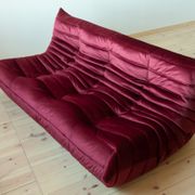Sofa 3 places velvet bordeaux designed by Michel Ducaroy 1973