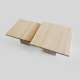 Set of Two vintage travertine side tables