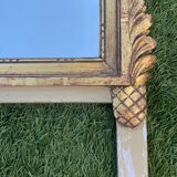 Antique mirror with gilded wood pediment, Louis XVI style