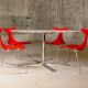 Table de repas en marbre et acier chromé, aluminium coulé, France c. 1970