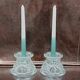 Pair of vintage clear glass double-function candlesticks, candle holders