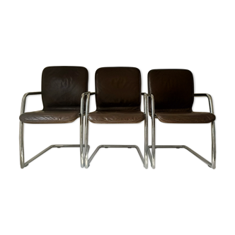 Tubular leather armchair 80s
