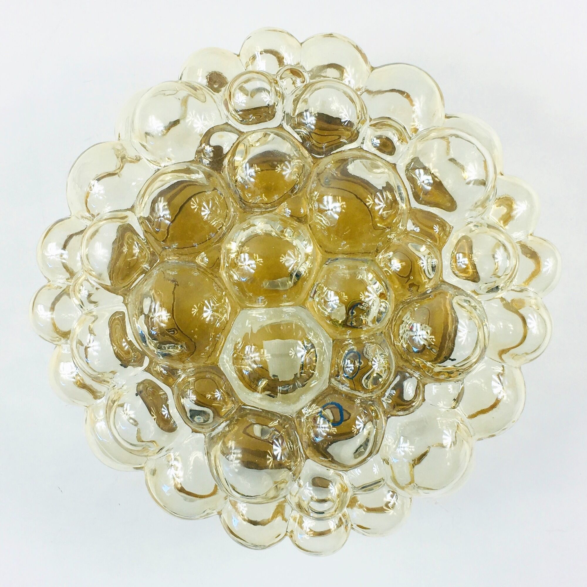 Amber bubble glass flush mount by Helena Tynell For Limburg, Germany, 1970s