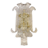 Contemporary transparent "lingue" murano glass wall lamp in barovier style