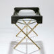 Side table and brass tray leather 1950