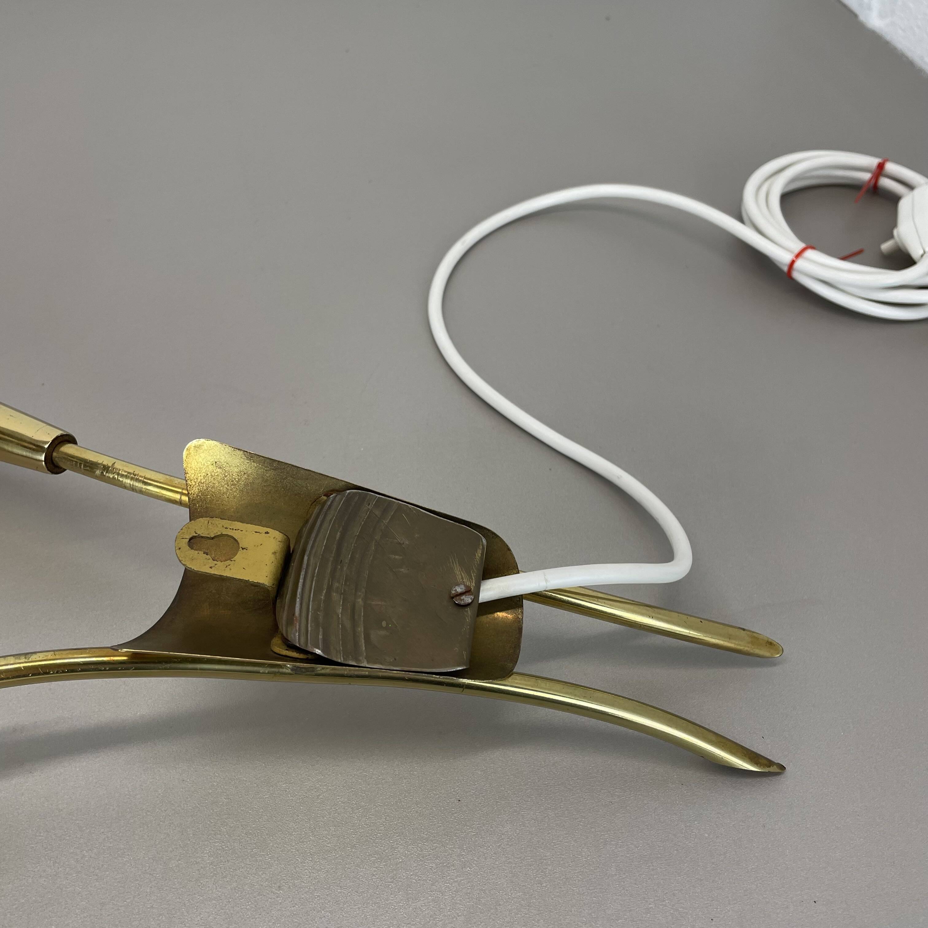 41cm Brass Stilnovo Style Theatre Wall Sconce Light, Italy 1950s