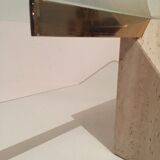 Artedi Italy coffee table in travertine, brass and glass 1970s