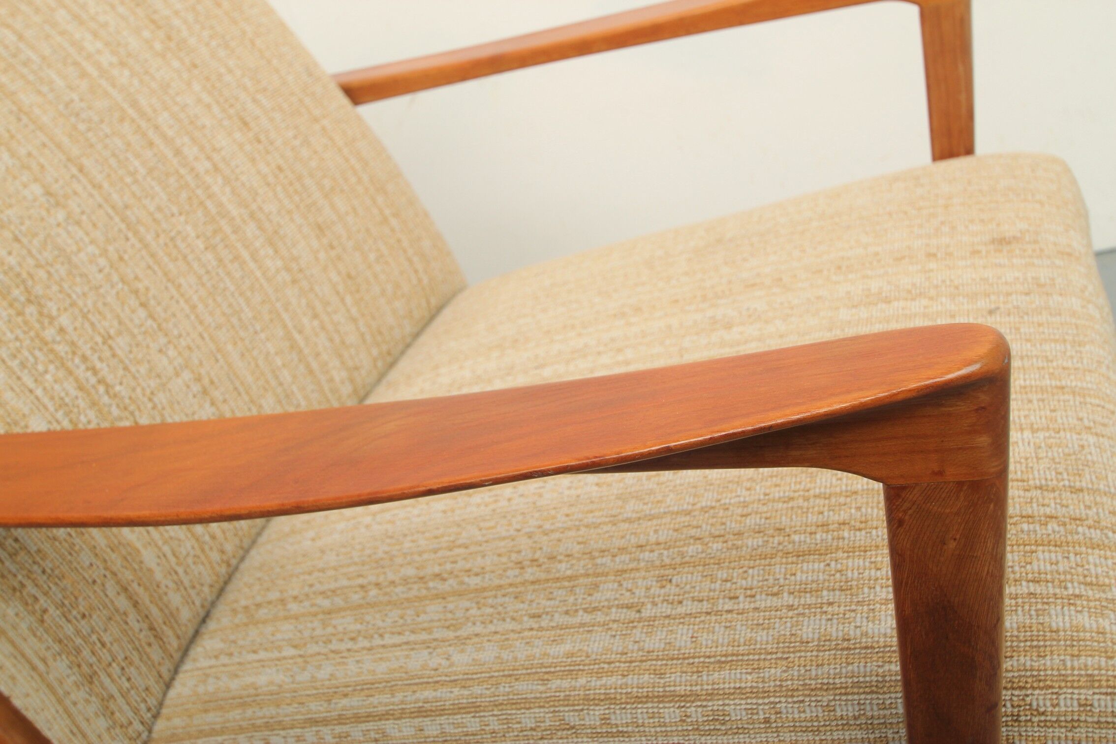 1950s armchair cherrywood in beige