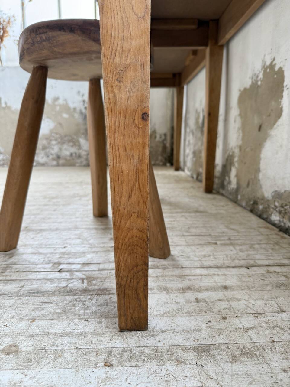 Oak and pine farmhouse console table
