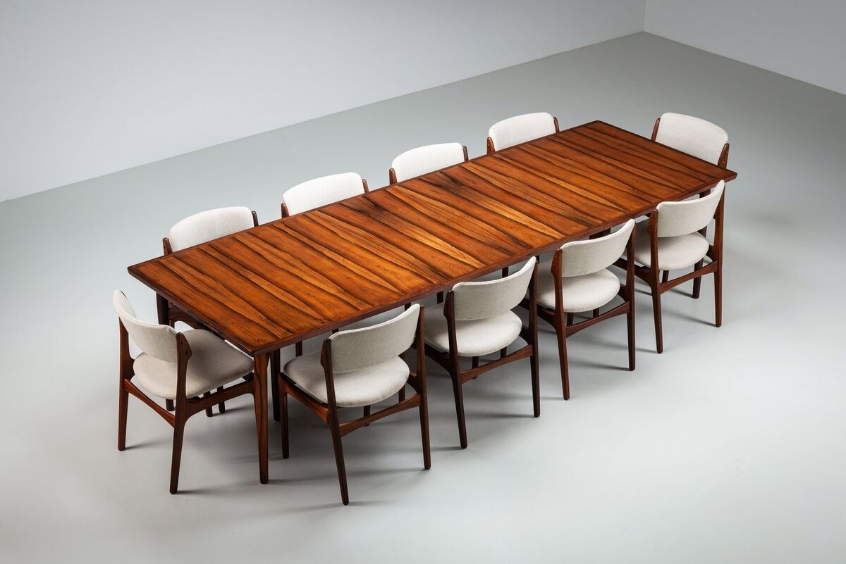 Arne Vodder large dining table in rosewood model 201 Sibast Denmark 1960