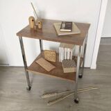 Desserte vintage en bois et chrome
