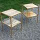 Pair of neoclassical side tables in bronze, brass, marble, and o.