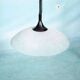 1980s Memphis glass suspension, vintage pull switch lamp.